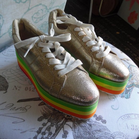 rainbow platform tennis shoes